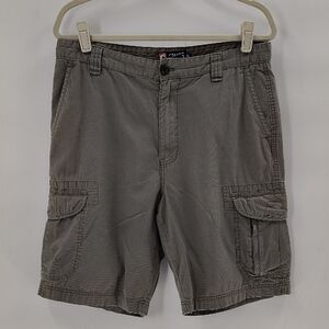 CHAPS Mens Cargo Shorts Size 34 Grayish Green 100% Cotton